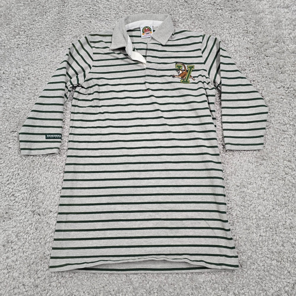 Barbarian Womens‎ Rugby Shirt Striped Gray Green Size S Collegiate Preppy